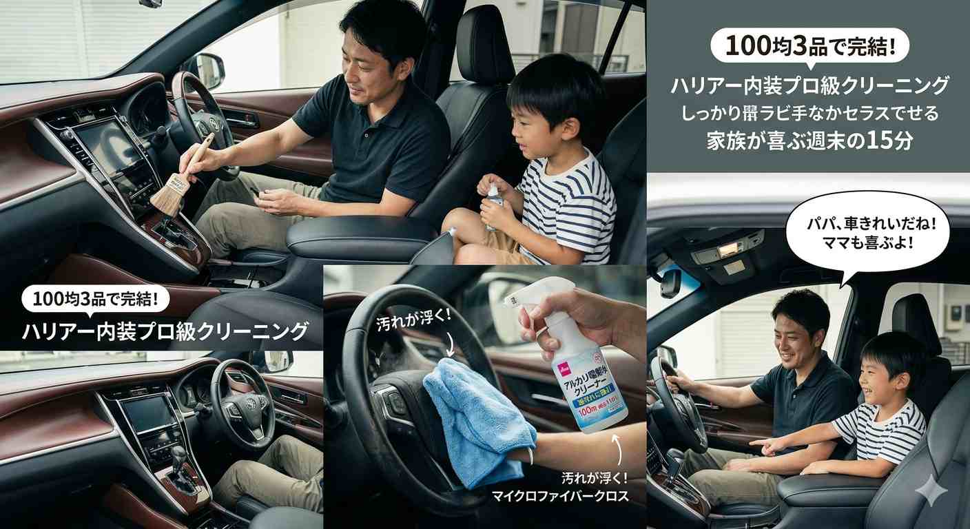 100均3品で完結。ハリアーの内装を10分でプロ級にする裏技